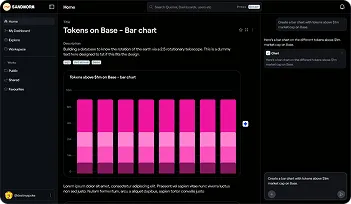 Sandworm platform interface showing blockchain data analytics dashboard
